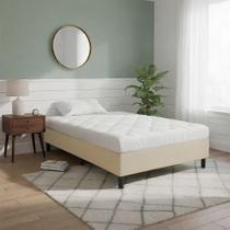 Base Box para Cama Solteiro 188x88 Tecido Suede Bege