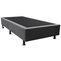 Base Box para Cama Solteiro 88x188cm Liz S05 Suede Bordado Cinza - Mpozenato