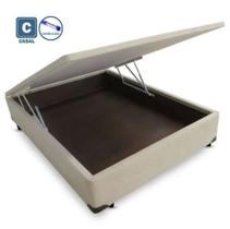 Base Box para Colchão de Casal pelmex com Baú 40x138x188cm - material sintético Bege