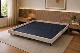 Base Box Para Colchão King Size Japonesa Montessoriana Tatame Quarto Suede Bege
