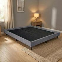 Base Box Para Colchão King Size Japonesa Montessoriana Tatame Quarto Suede Cinza