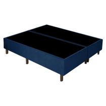 Base Box Queen Bipartido Azul Suede 38x158x198