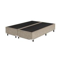 Base Box Queen Bipartido Bege Suede 158x198