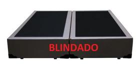 Base Box Queen Bipartido Blindado Sintético Marrom