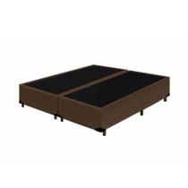 Base Box Queen Bipartido Homequeen Suede Marrom 40x158x198