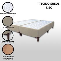 Base Box Queen Bipartido Padrão Suede Liso (1,58 x 1,88 m) Com 37 cm de altura Para Colchão