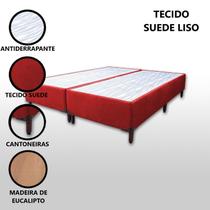 Base Box Queen Bipartido Padrão Suede Liso (1,58 x 1,88 m) Com 37 cm de altura Para Colchão