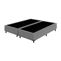 Base Box Queen Bipartido Suede Cinza - 158x198x27