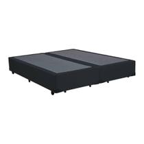 Base Box Queen Bipartido Suede Preta 38x158x198