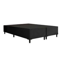 Base Box Queen Bipartido Suede Preto - 158x198x27