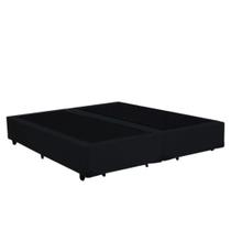 Base Box Queen Bipartido Suede Preto 38x158x198