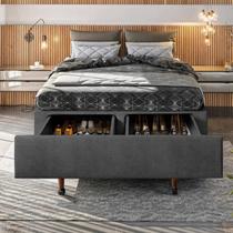Base Box Queen com Sapateira 158x198x30cm Suede Cinza