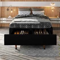 Base Box Queen com Sapateira 158x198x30cm Suede Preto