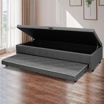 Base Box Solteiro Baú com Cama Auxiliar Poliéster 88CMX46CMX188CM Imperatriz Rbf Cinza