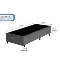 Base Box Solteiro Blindado Suede 78x188 Largura Menor Ideal para Quartos Pequenos Medida Especial Base Box Solteiro Blindado Suede 78x188 Largura Menor Ideal para Quartos Pequenos Medida Especial