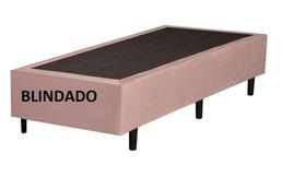 Base Box Solteiro Blindado Veludo Rose