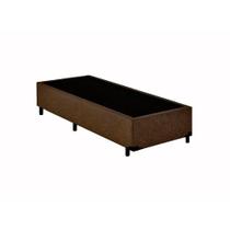 Base Box Solteiro Premium Suede Marrom 40x88x188