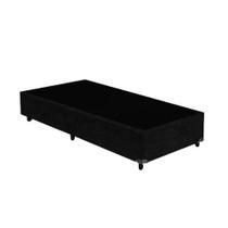 Base Box Solteiro Suede Preta - 42x88x188:Preto