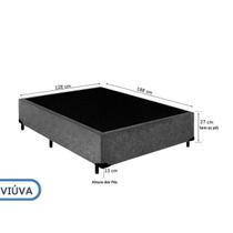Base Box Viúva Casal 128x188x40 Reforçada Blindada em Tecido Suede Medida Compacta Ideal para Quartos Pequenos