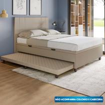 Base Cama Baú Casal com Cama Auxiliar c/colchão conjugado Linho - SkyBox Base Cama Baú Casal com Cama Auxiliar c/colchão conjugado Linho - SkyBox