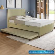 Base Cama Baú Casal com Cama Auxiliar c/colchão conjugado material sintético - SkyBox