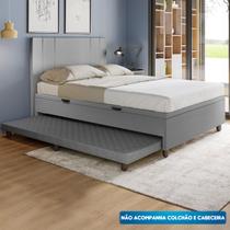 Base Cama Baú Casal com Cama Auxiliar c/colchão conjugado material sintético - SkyBox