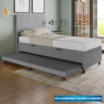 Base Cama Baú Solteiro com Cama Auxiliar c/colchão conjugado Linho - SkyBox Base Cama Baú Solteiro com Cama Auxiliar c/colchão conjugado Linho - SkyBox