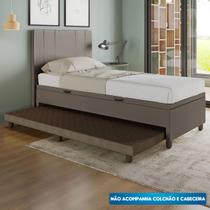 Base Cama Baú Solteiro com Cama Auxiliar c/colchão conjugado material sintético - SkyBox