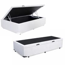 Base Cama Baú Solteiro material sintético (88x188) REFORÇADA - Branco