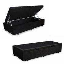 Base Cama Baú Solteiro Suede (88x188) REFORÇADA - Preto Base Cama Baú Solteiro Suede (88x188) REFORÇADA - Preto