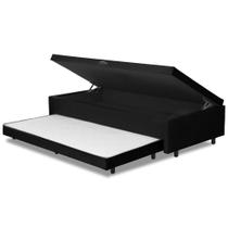 Base Cama Bibox Com Baú Solteiro E Cama Auxiliar 3 Em 1 - 88x188x46 Bela Preto
