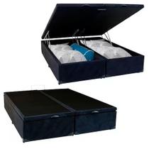 Base Cama Box Bau Bipartido King Preto Suede Premium 47x192x203 - Santo Box FR Base Cama Box Bau Bipartido King Preto Suede Premium 47x192x203 - Santo Box FR