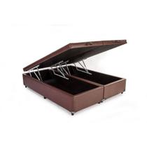 Base Cama Box Baú Bipartido King Size Material Sintético Marrom 43x193x203 Base Cama Box Baú Bipartido King Size Material Sintético Marrom 43x193x203