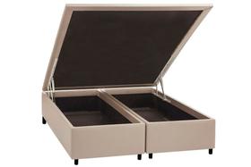 Base Cama Box Bau Bipartido Queen Bege Sintetico Premium 47x158x198 - Santo Box FR
