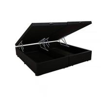 Base Cama Box Baú Bipartido Queen Suede Preto 43x158x198 Base Cama Box Baú Bipartido Queen Suede Preto 43x158x198