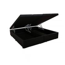 Base Cama Box Baú Bipartido Queen Suede Preto 43x158x198 Base Cama Box Baú Bipartido Queen Suede Preto 43x158x198