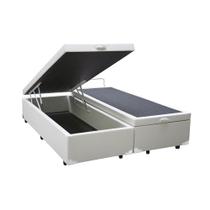 Base Cama Box Baú Blindado Bipartido King Size material sintético Branco 43x193x203 Base Cama Box Baú Blindado Bipartido King Size material sintético Branco 43x193x203
