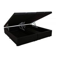 Base Cama Box Baú Blindado Bipartido King Size material sintético Preto 43x193x203 Base Cama Box Baú Blindado Bipartido King Size material sintético Preto 43x193x203