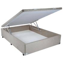 Base Cama Box Baú Blindado Casal Suede Bege 43x138x188 Base Cama Box Baú Blindado Casal Suede Bege 43x138x188