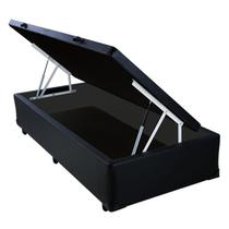 Base Cama Box Baú Blindado Solteiro material sintético Preto 43x88x188