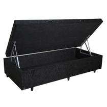 Base Cama Box Baú Blindado Solteiro Suede Preto 43x88x188 Base Cama Box Baú Blindado Solteiro Suede Preto 43x88x188