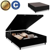 Base Cama Box Bau Casal Lobbox 1,38 X 1,88 X 0,39 Suede Preto