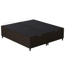Base Cama Box Baú Casal Queen 158cm Hit I02 Suede Marrom - Mpozenato Base Cama Box Baú Casal Queen 158cm Hit I02 Suede Marrom - Mpozenato