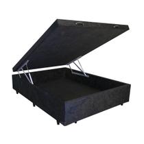 Base Cama Box Baú Casal Suede Preto 43x138x188 Base Cama Box Baú Casal Suede Preto 43x138x188