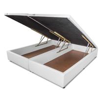 Base Cama Box Baú King Capuccino Tecido Sintético Orthocrin Bipartido 193x203x31