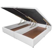 Base Cama Box Baú King Orthocrin Tecido Sintético Branco Bipartido - 193x203x31