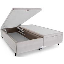 Base Cama Box Baú Queen Herval Montana, 46x158x198 cm, Camurça Animale Gelo