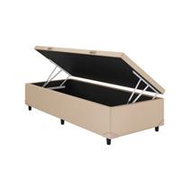 Base Cama Box Bau Solteiro Bege Sintetico Premium 47x88x188 - Santo Box FR