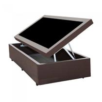 Base Cama Box Bau Solteiro Marrom Sintetico Premium 47x88x188 - Santo Box FR