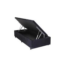 Base Cama Box Bau Solteiro Preto Suede Premium 47x88x188 - Santo Box FR